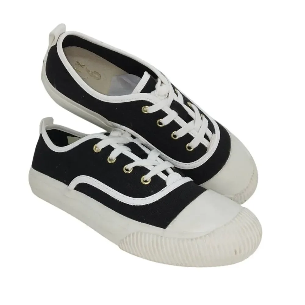 MIX NO. 6 Designer Women's Pre-owned Black/White Lace-up Sneakers - sz. 7 1/2M